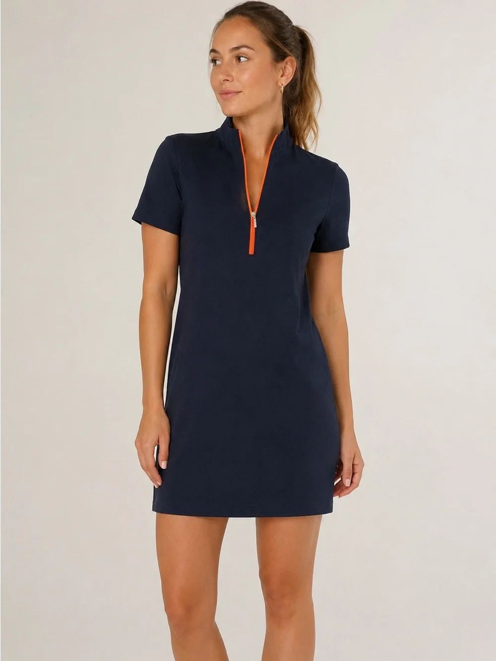 Anatomie | Navy Blue Half Zip Sporty Short Sleeve Dress Size Medium